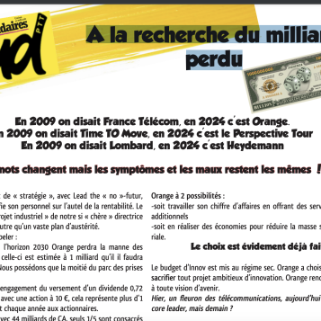 A la recherche du milliard perdu.