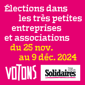 Elections TPE-TPA du 25/11 au 09/12 2024 - Je vote Solidaires !